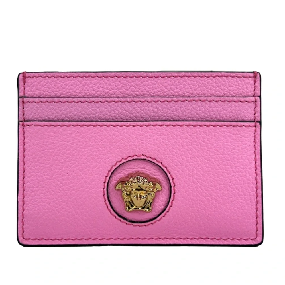 Versace Pink Card Holder Versace Mini Medusa Pink Leather Slim Card Case Wallet
